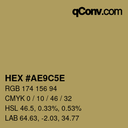Code couleur: HEX #AE9C5E | qconv.com