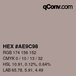 Color code: HEX #AE9C98 | qconv.com