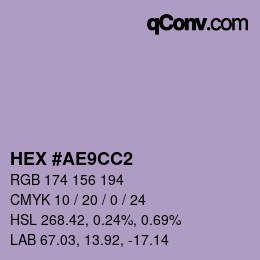 Color code: HEX #AE9CC2 | qconv.com