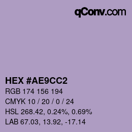 Color code: HEX #AE9CC2 | qconv.com