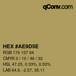 カラーコード: HEX #AE9D5E | qconv.com
