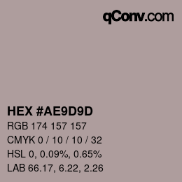 Color code: HEX #AE9D9D | qconv.com