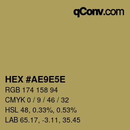 Farbcode: HEX #AE9E5E | qconv.com