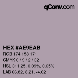 颜色代码: HEX #AE9EAB | qconv.com