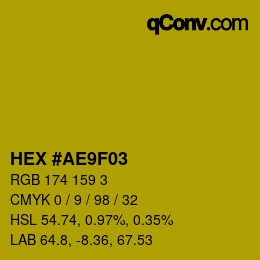 Color code: HEX #AE9F03 | qconv.com