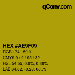 Color code: HEX #AE9F09 | qconv.com