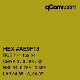 Color code: HEX #AE9F18 | qconv.com