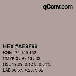 Color code: HEX #AE9F98 | qconv.com