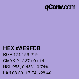 カラーコード: HEX #AE9FDB | qconv.com