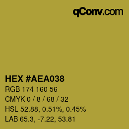 颜色代码: HEX #AEA038 | qconv.com