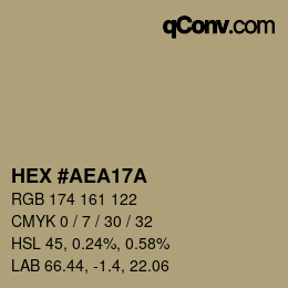 Farbcode: HEX #AEA17A | qconv.com