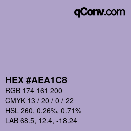 カラーコード: HEX #AEA1C8 | qconv.com