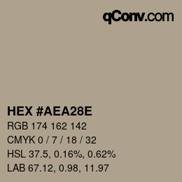 カラーコード: HEX #AEA28E | qconv.com