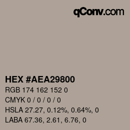 颜色代码: HEX #AEA29800 | qconv.com