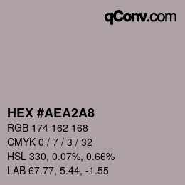 カラーコード: HEX #AEA2A8 | qconv.com