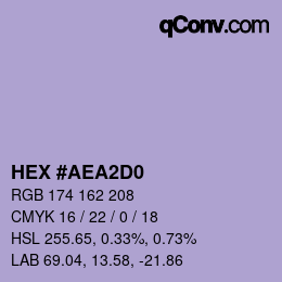 カラーコード: HEX #AEA2D0 | qconv.com