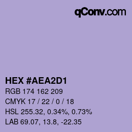 Color code: HEX #AEA2D1 | qconv.com