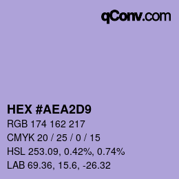 Color code: HEX #AEA2D9 | qconv.com