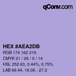 カラーコード: HEX #AEA2DB | qconv.com