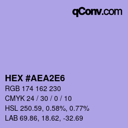 Color code: HEX #AEA2E6 | qconv.com