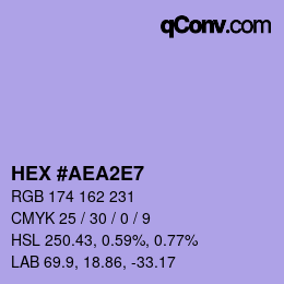 カラーコード: HEX #AEA2E7 | qconv.com