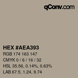 カラーコード: HEX #AEA393 | qconv.com