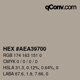 Color code: HEX #AEA39700 | qconv.com