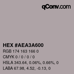 Color code: HEX #AEA3A600 | qconv.com