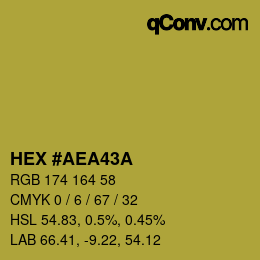 カラーコード: HEX #AEA43A | qconv.com