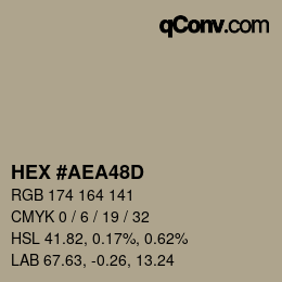 Color code: HEX #AEA48D | qconv.com