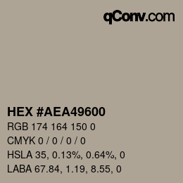 Color code: HEX #AEA49600 | qconv.com