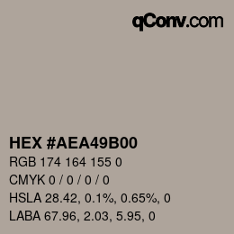 Color code: HEX #AEA49B00 | qconv.com