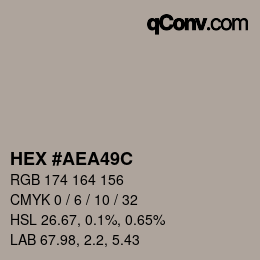 カラーコード: HEX #AEA49C | qconv.com