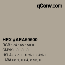 Color code: HEX #AEA59600 | qconv.com