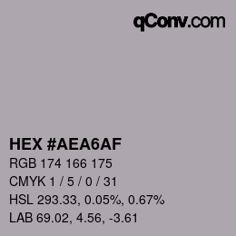 Color code: HEX #AEA6AF | qconv.com