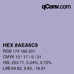 Código de color: HEX #AEA6C9 | qconv.com