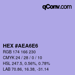 Color code: HEX #AEA6E6 | qconv.com