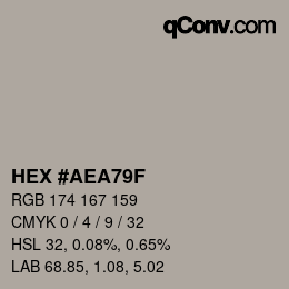 Farbcode: HEX #AEA79F | qconv.com