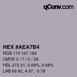 カラーコード: HEX #AEA7B4 | qconv.com
