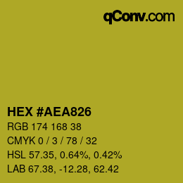 カラーコード: HEX #AEA826 | qconv.com