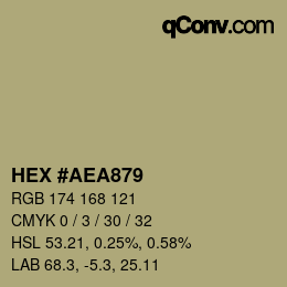 カラーコード: HEX #AEA879 | qconv.com