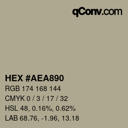 Color code: HEX #AEA890 | qconv.com