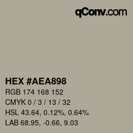 Color code: HEX #AEA898 | qconv.com