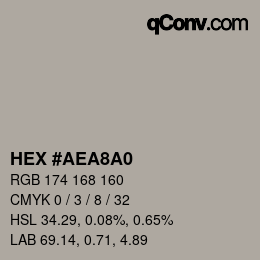カラーコード: HEX #AEA8A0 | qconv.com