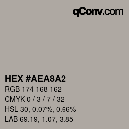 カラーコード: HEX #AEA8A2 | qconv.com