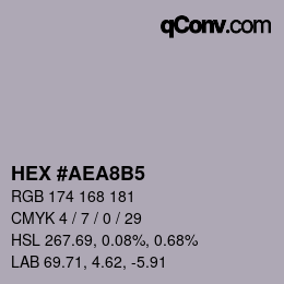 カラーコード: HEX #AEA8B5 | qconv.com