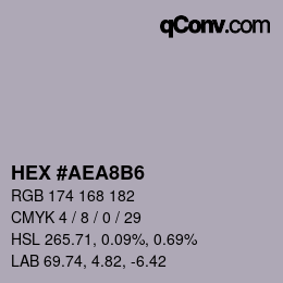 颜色代码: HEX #AEA8B6 | qconv.com