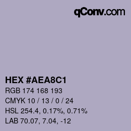 Código de color: HEX #AEA8C1 | qconv.com