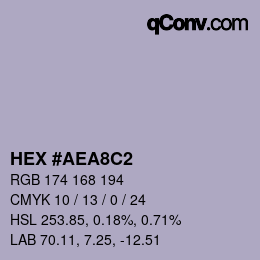 Color code: HEX #AEA8C2 | qconv.com