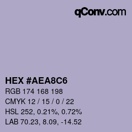 カラーコード: HEX #AEA8C6 | qconv.com